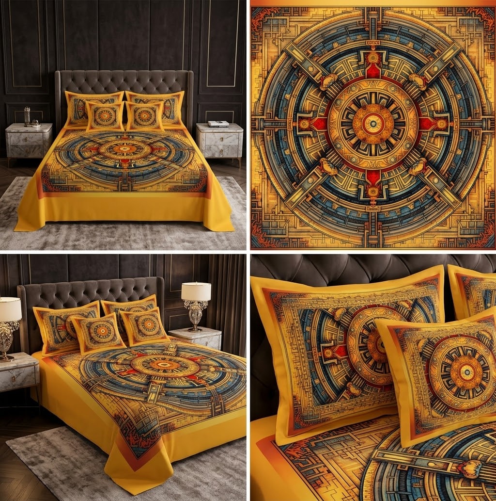 Golden Compass Mandala Bedding Set