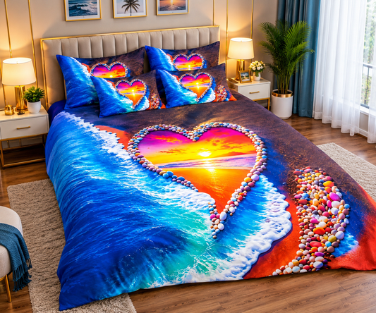 Sunset Heart Wave Bedding Set
