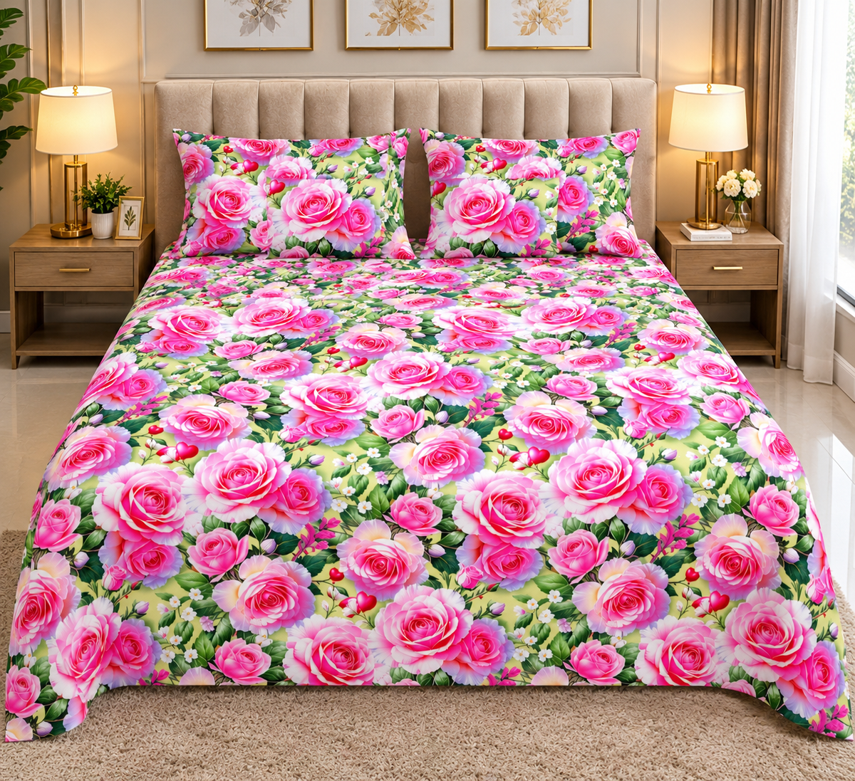 Floral All Over Print Bed Sheet