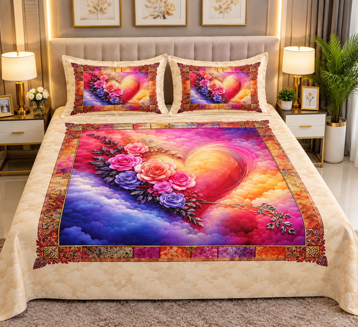 Rose Heart Cloud Bedding Set