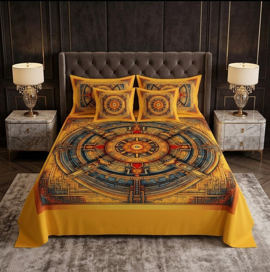 Golden Compass Mandala Bedding Set