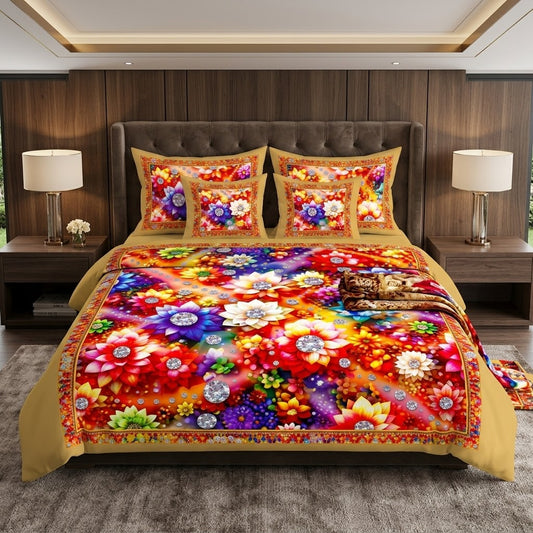 Diamond Bloom Rainbow Floral Bedding Set