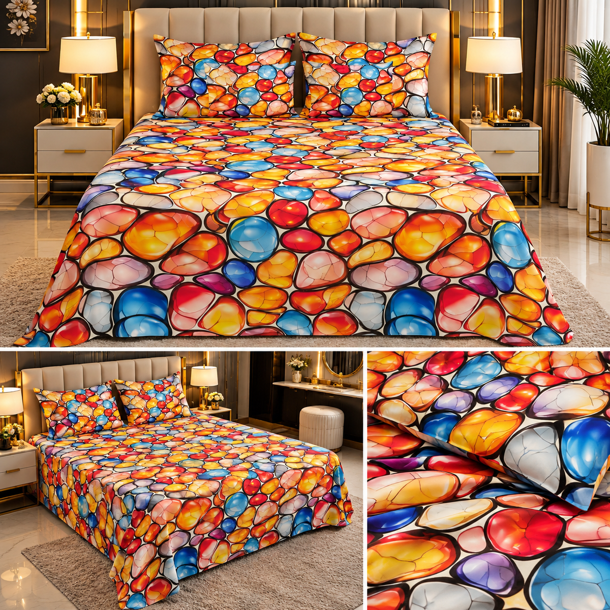 Multicolor Gemstone Mosaic Bedding Set