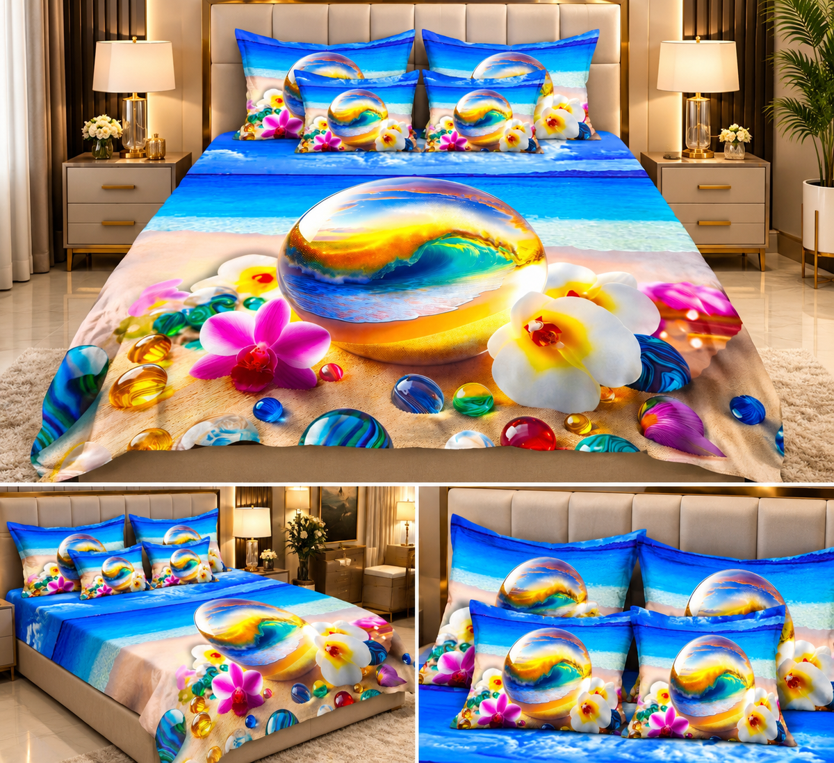 3D Crystal Wave Beach Bedding Set