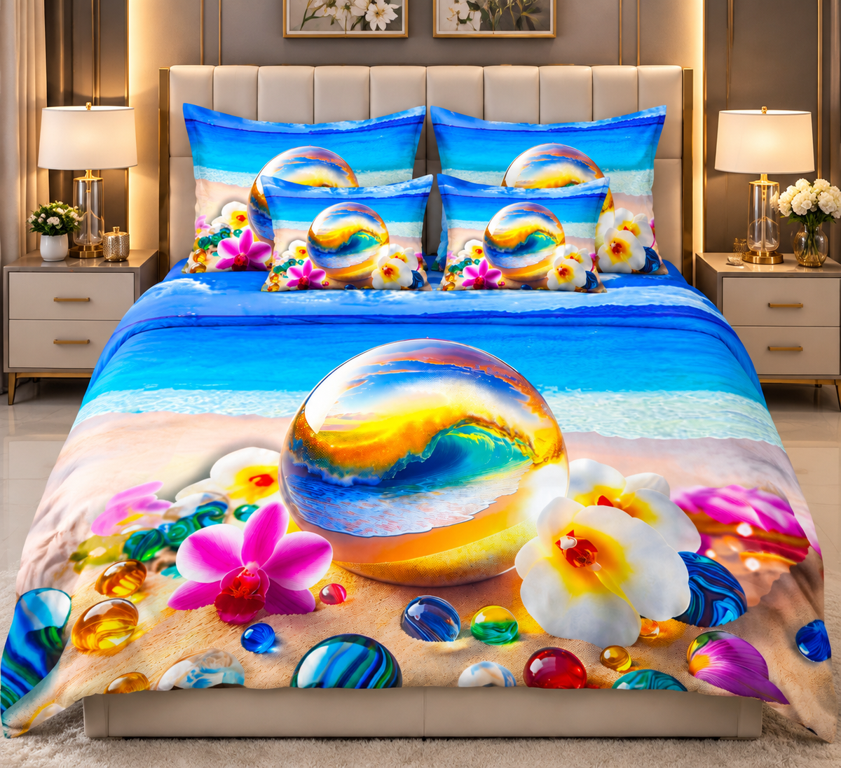 3D Crystal Wave Beach Bedding Set